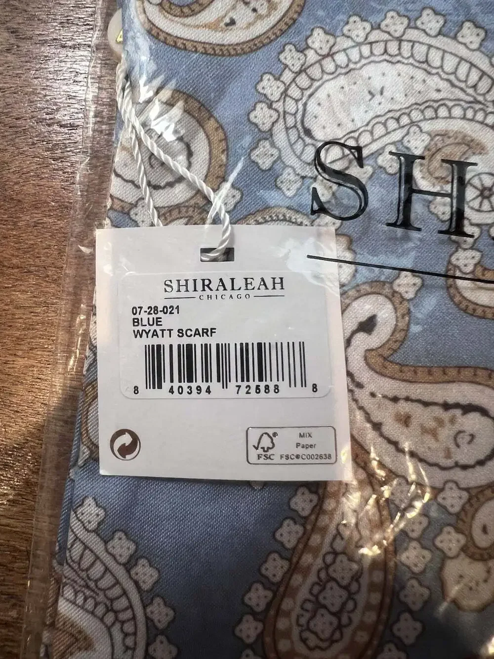 Shiraleah Chicago Wyatt Scarf Blue Paisley Woven Square Scarf Womens 07-28-021